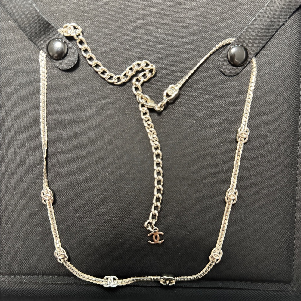 CHANEL Gold and Silver Logo Necklace